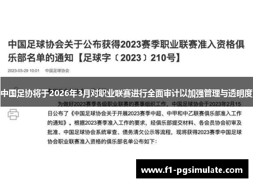 中国足协将于2026年3月对职业联赛进行全面审计以加强管理与透明度 中国足协将于2026年3月对职业联赛进行全面审计以加强管理与透明度